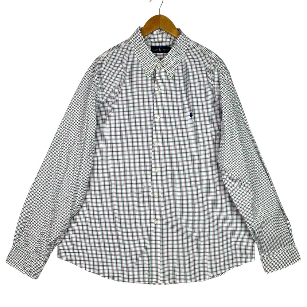 Ralph Lauren Mens Button Down Shirt Plaid Check Long Sleeve Cotton Multi XXL